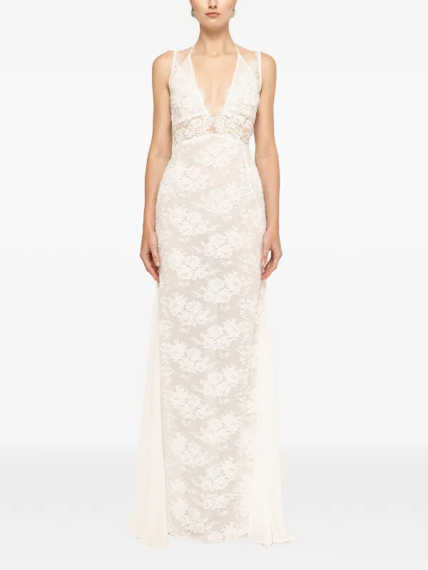 white lace panel dress Averie Lace Panel Emerald Green Dress, White / S