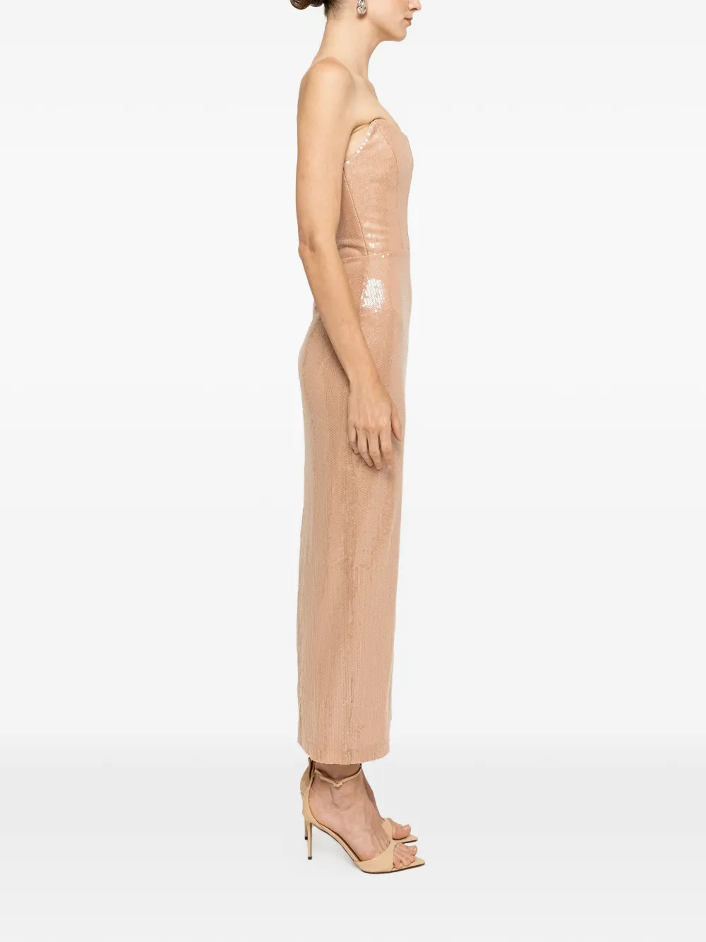 NISSA Midi-jurk verfraaid met pailletten Beige