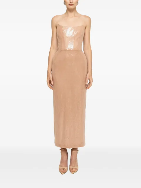 NISSA Abito midi con paillettes senza spalline