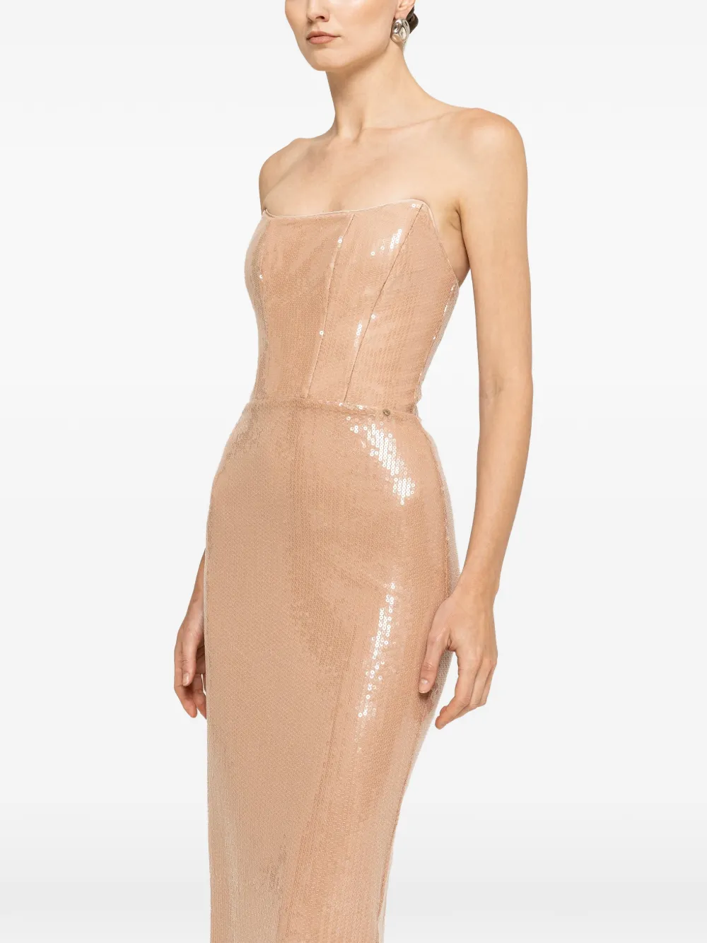 NISSA Midi-jurk verfraaid met pailletten Beige