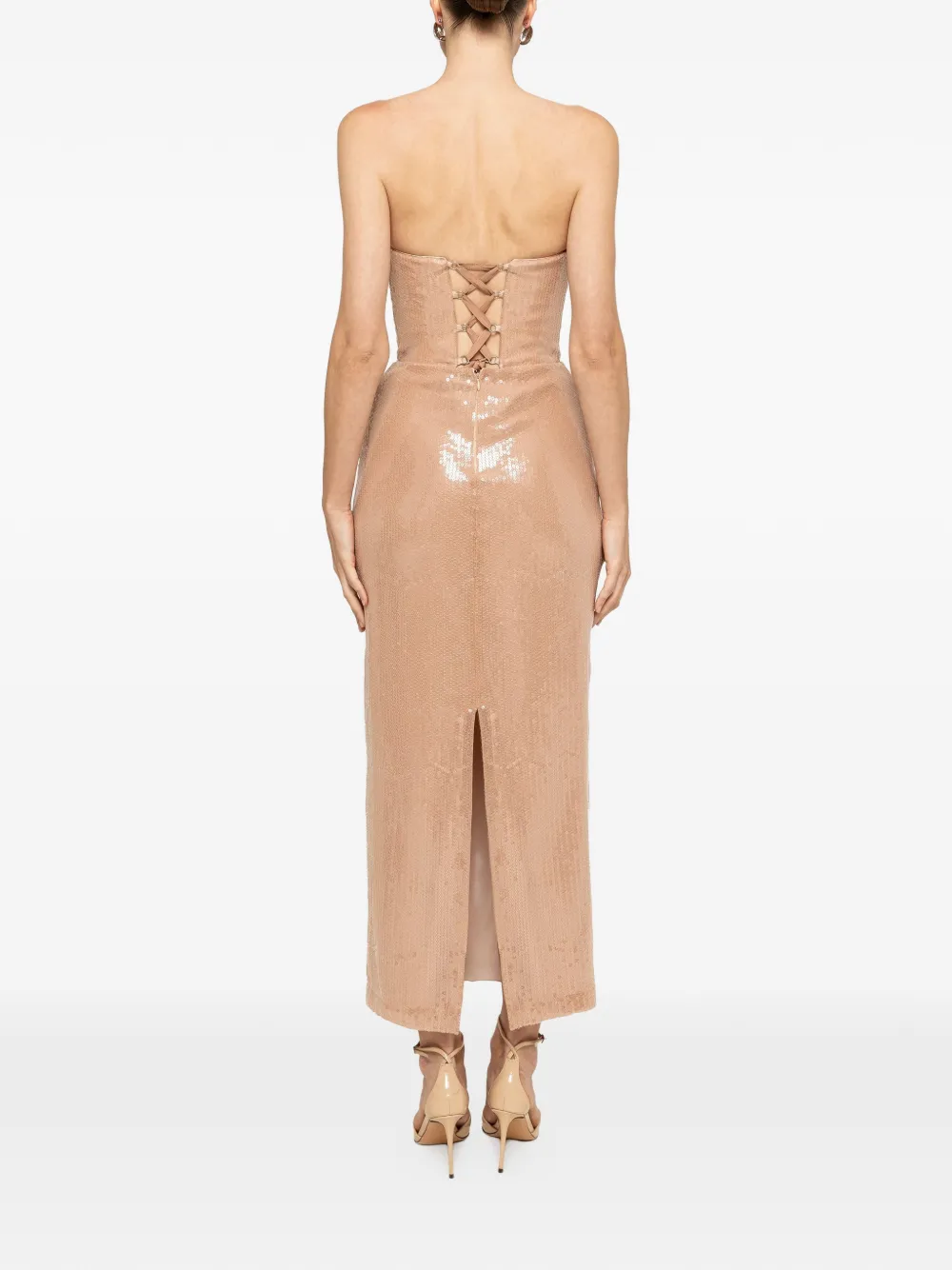 NISSA Midi-jurk verfraaid met pailletten Beige