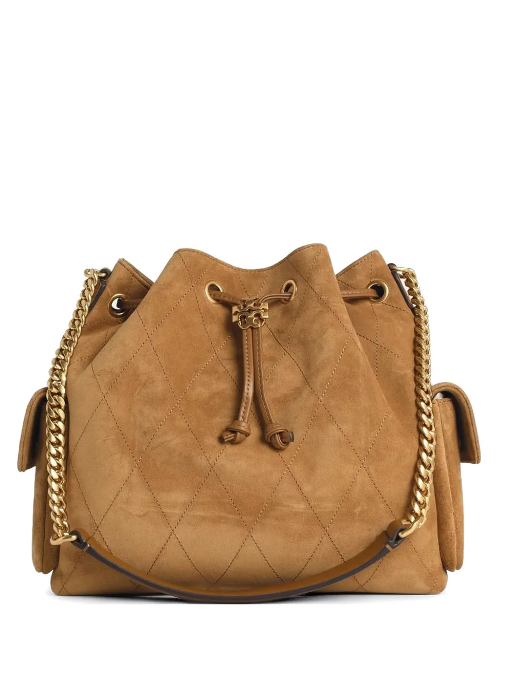 Tory Burch Charlie matelassé bucket bag - Marrone