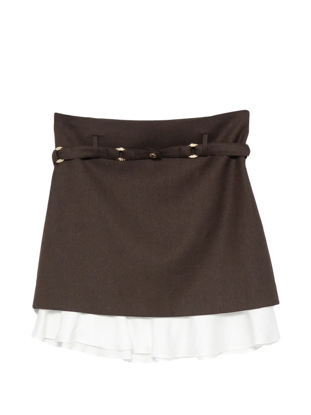 SANDRO Allison ruffle-trim belted wool skirt - Braun