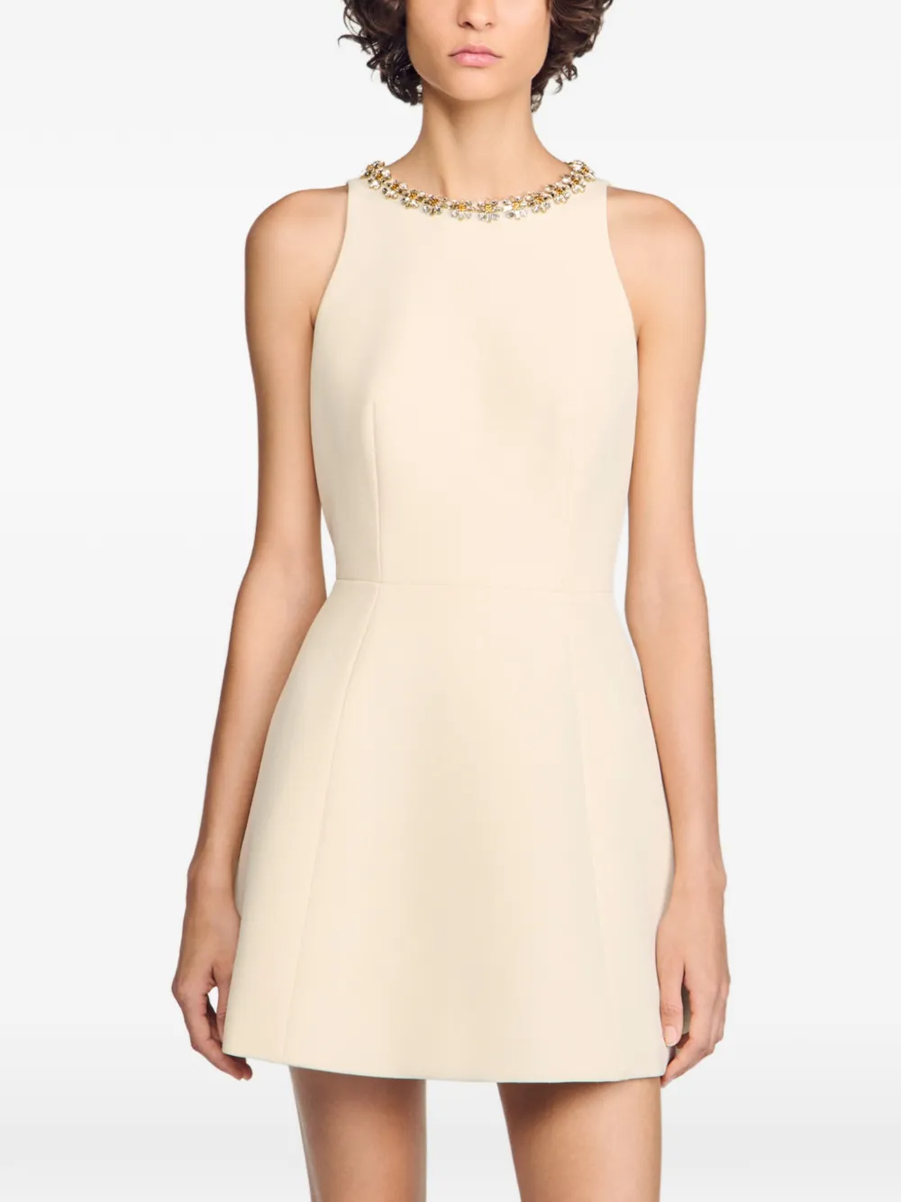 SANDRO Mini-jurk met verfraaid detail Beige