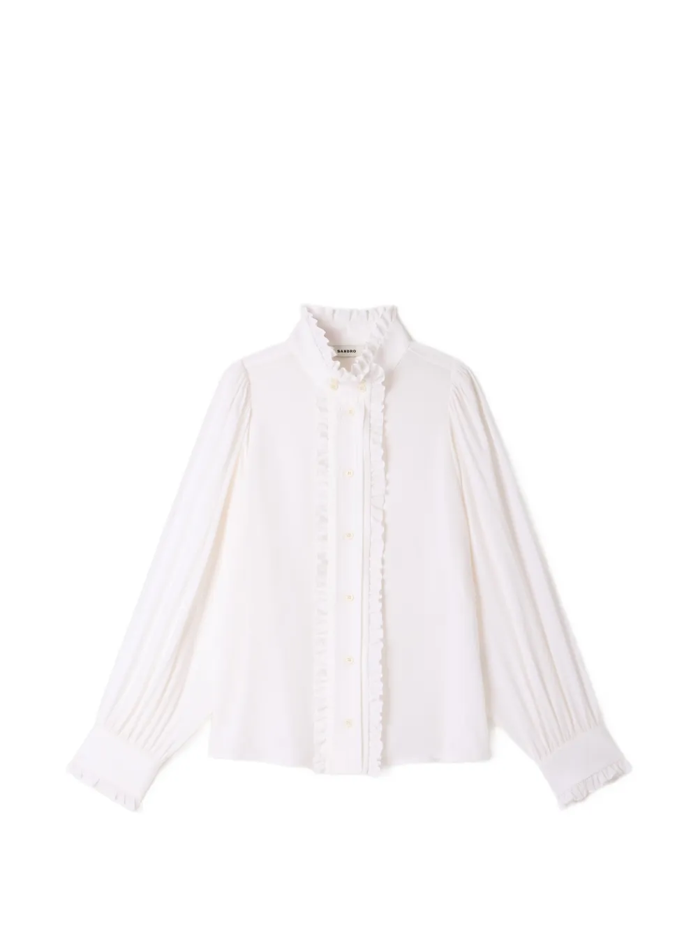 SANDRO ruffled-trim silk shirt