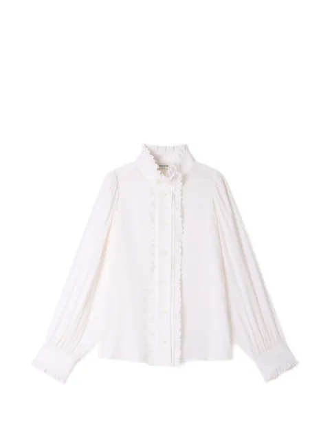 SANDRO ruffled-trim silk shirt
