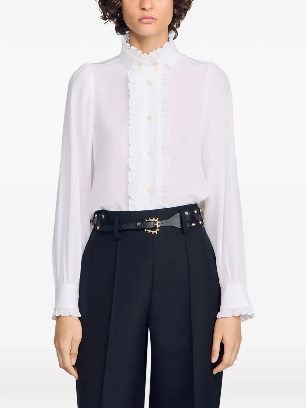 SANDRO Shirt met ruches Wit