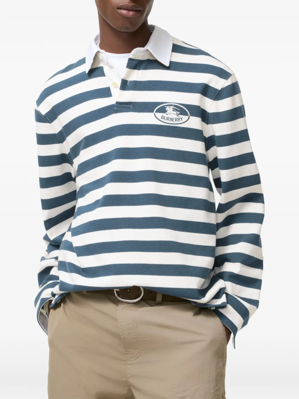 Burberry Knight katoenen rugby shirt Blauw
