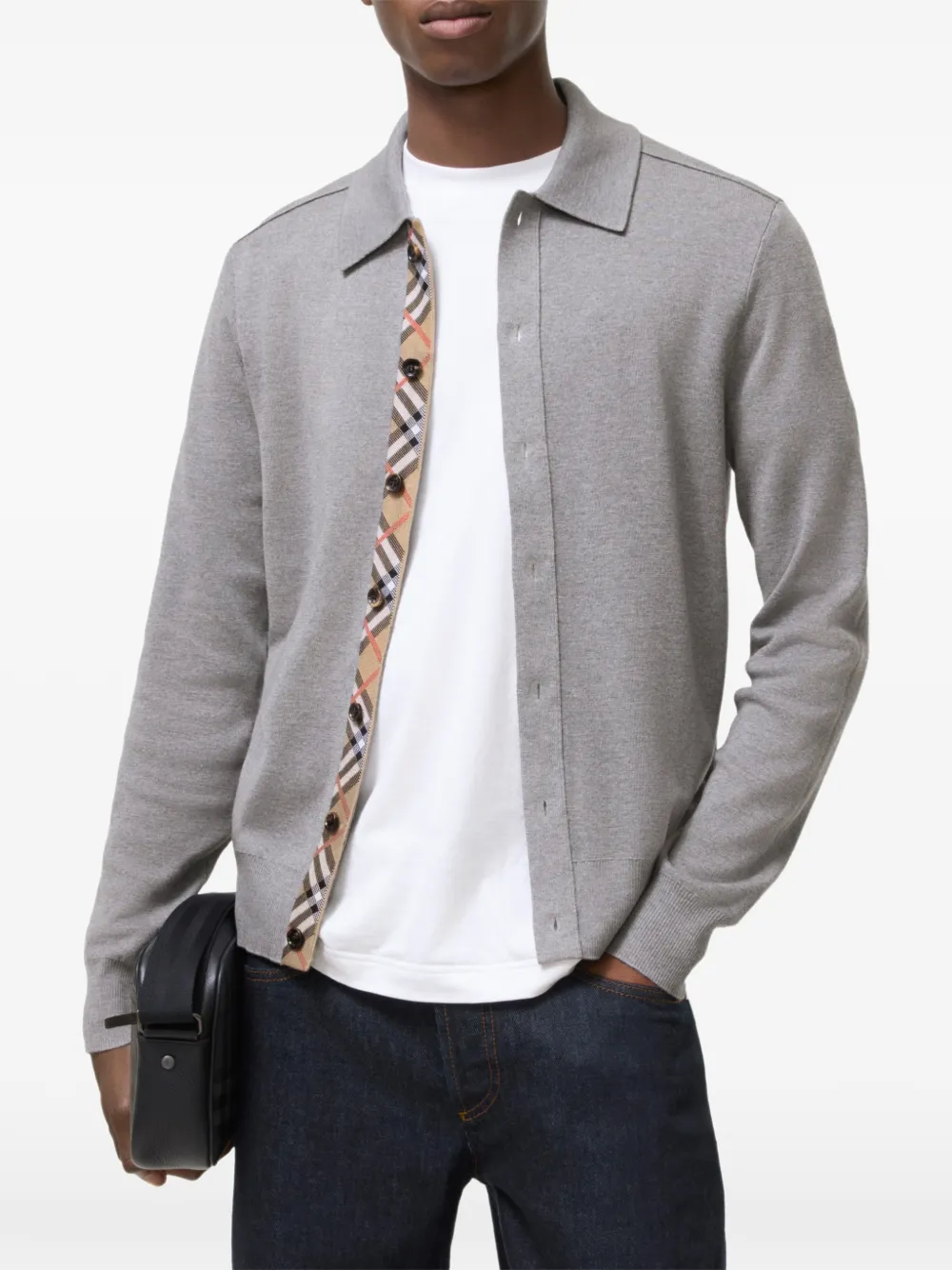 Burberry Wollen vest met geruite afwerking Grijs
