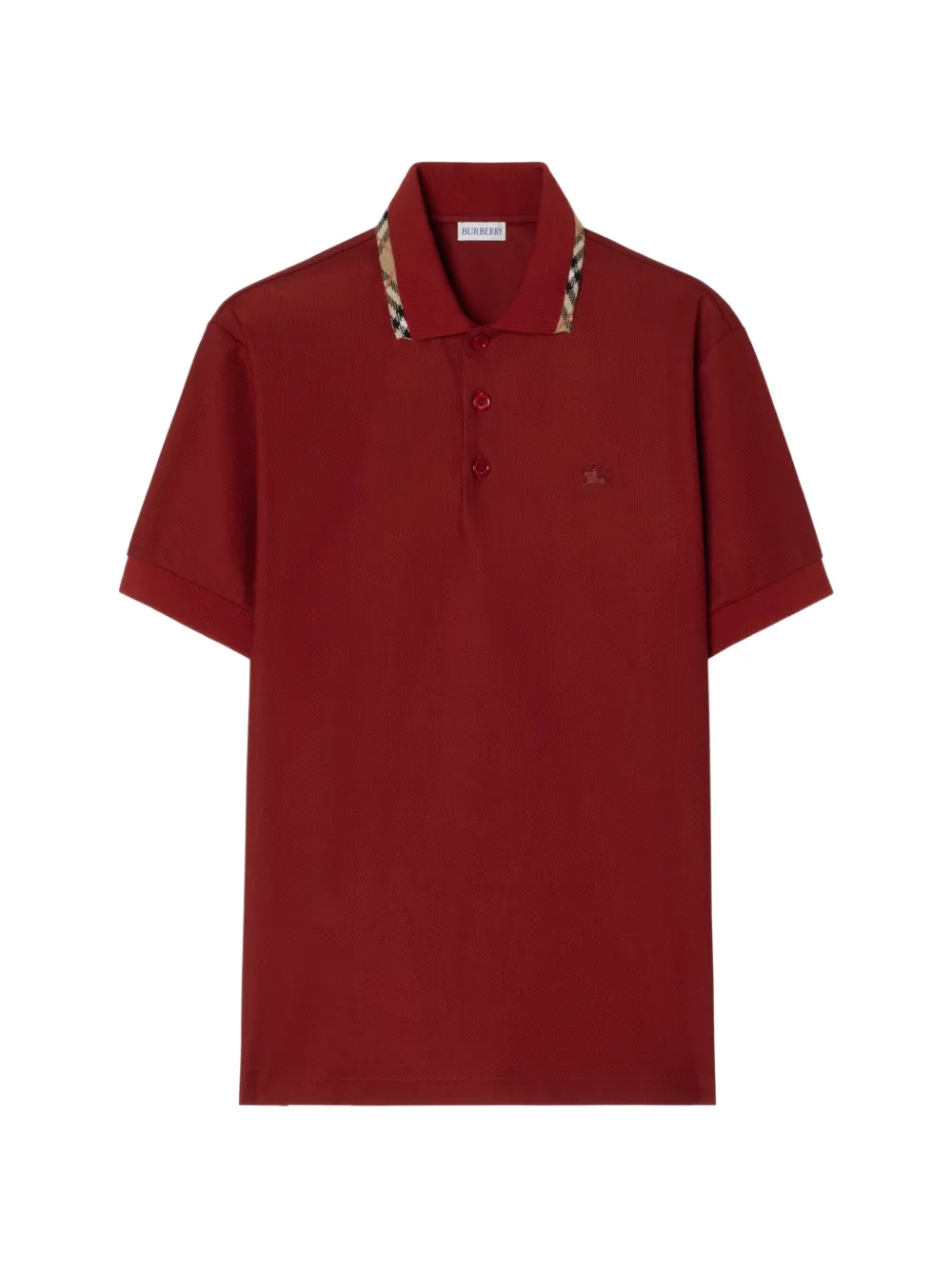 Burberry Polo in cotone con finiture Check - Rosso