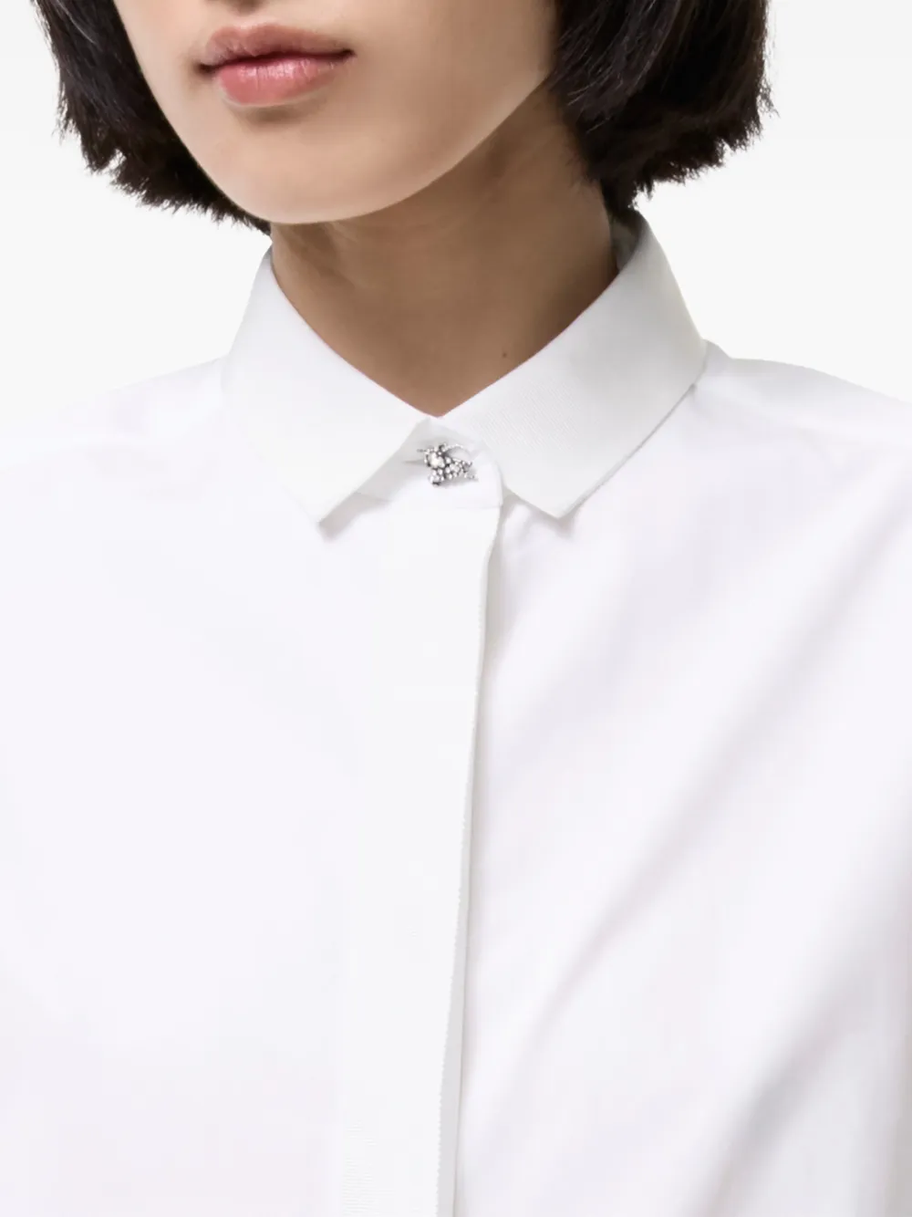 Burberry Classic-fit katoenen blouse met grosgrain afwerking Wit