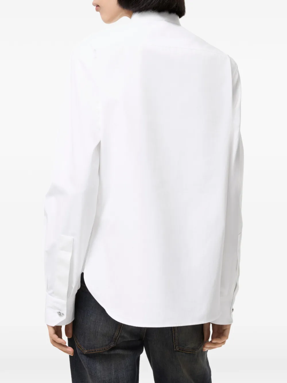 Burberry Classic-fit katoenen blouse met grosgrain afwerking Wit