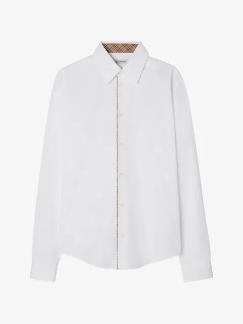Burberry classic-fit Check-piping cotton poplin shirt