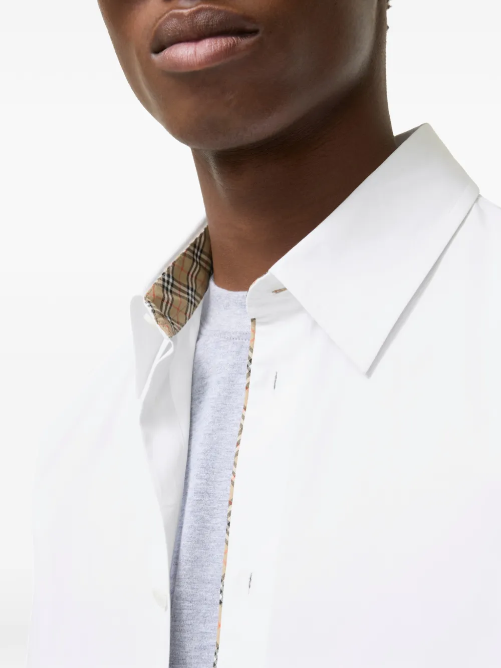 Burberry Check classic-fit katoenen popline overhemd Wit