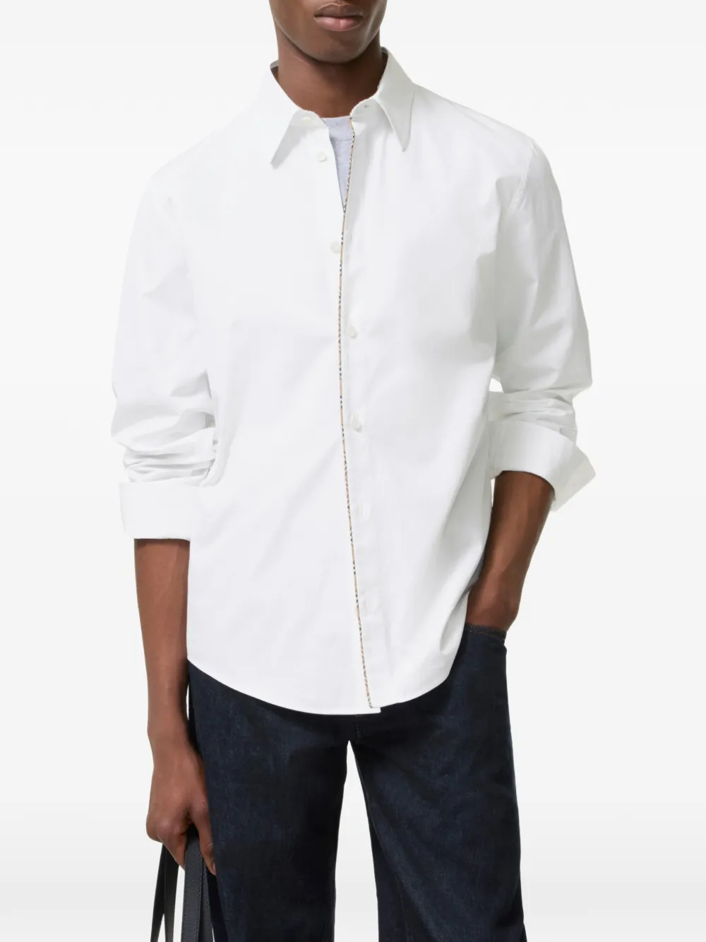 Burberry Check classic-fit katoenen popline overhemd Wit