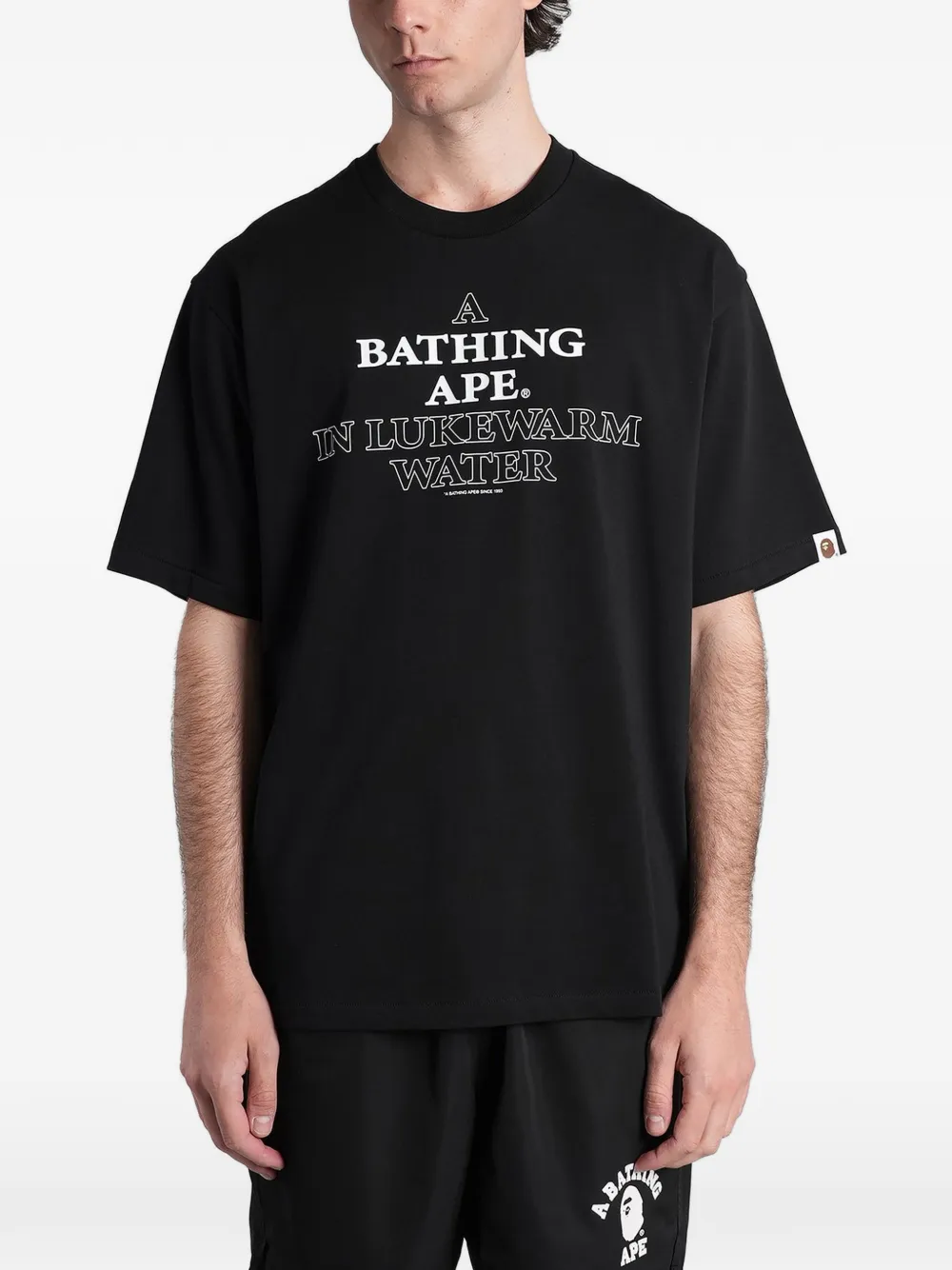 A BATHING APE® logo-print cotton T-shirt - Nero