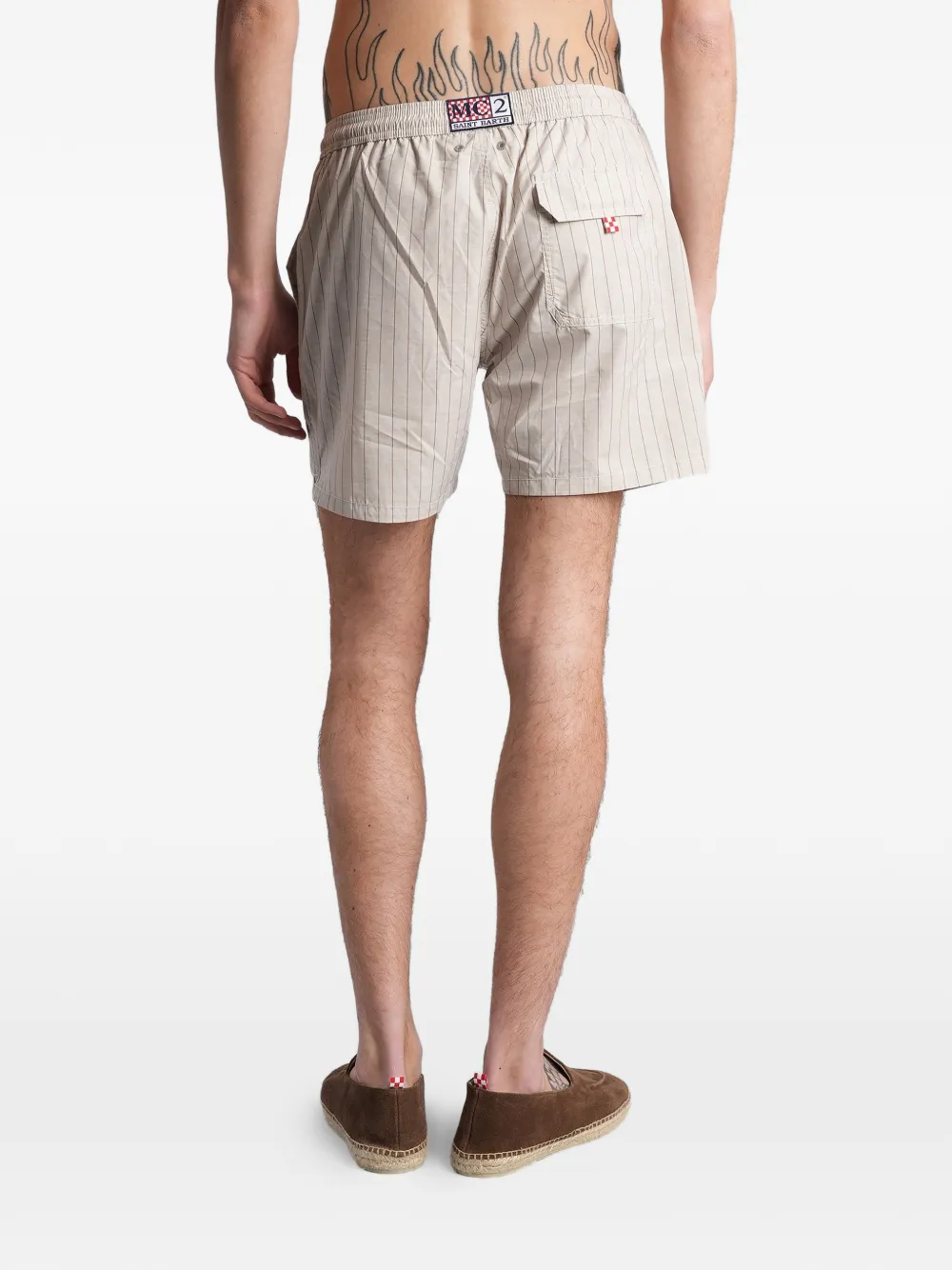 MC2 Saint Barth Zwembroek met trekkoordtaille en krijtstreep Beige
