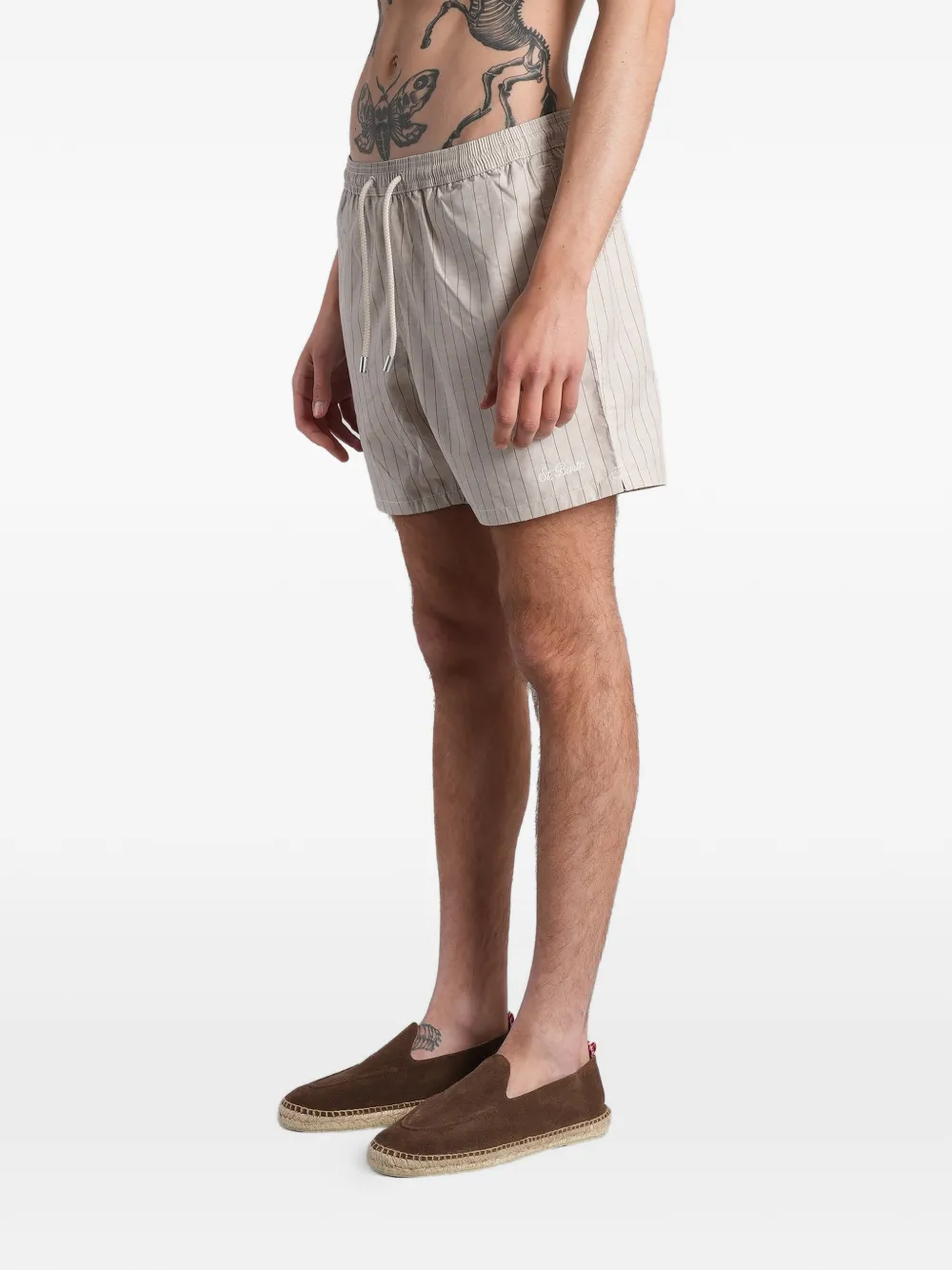 MC2 Saint Barth Zwembroek met trekkoordtaille en krijtstreep Beige