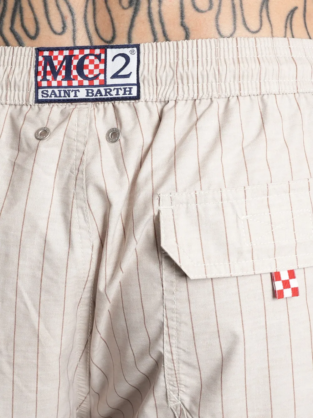 MC2 Saint Barth Zwembroek met trekkoordtaille en krijtstreep Beige