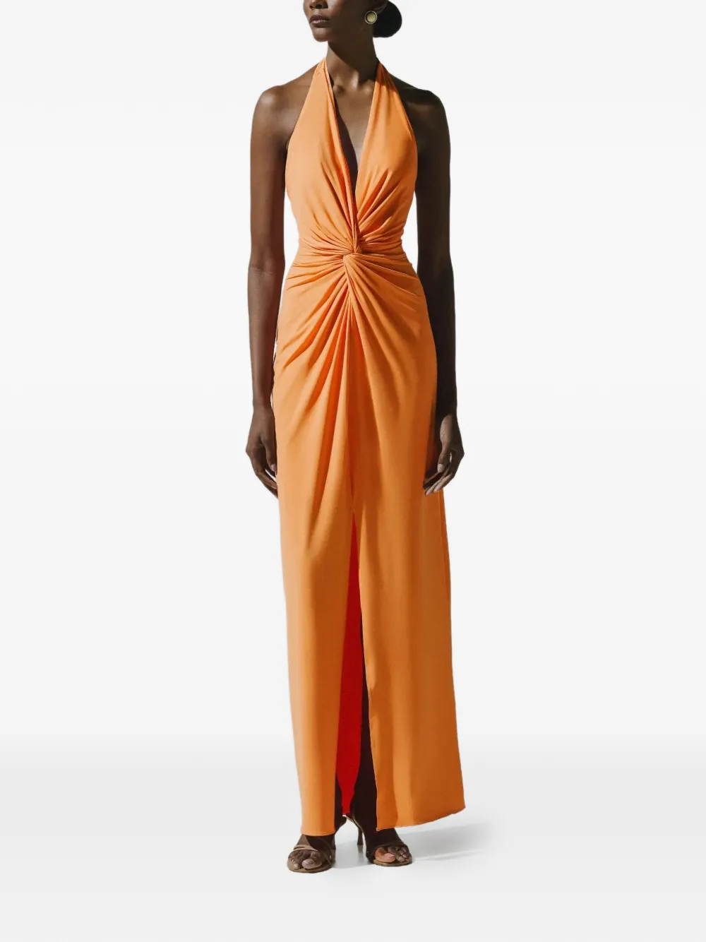 Baobab Eleonora maxi-jurk met ruches en geknoopt detail Oranje