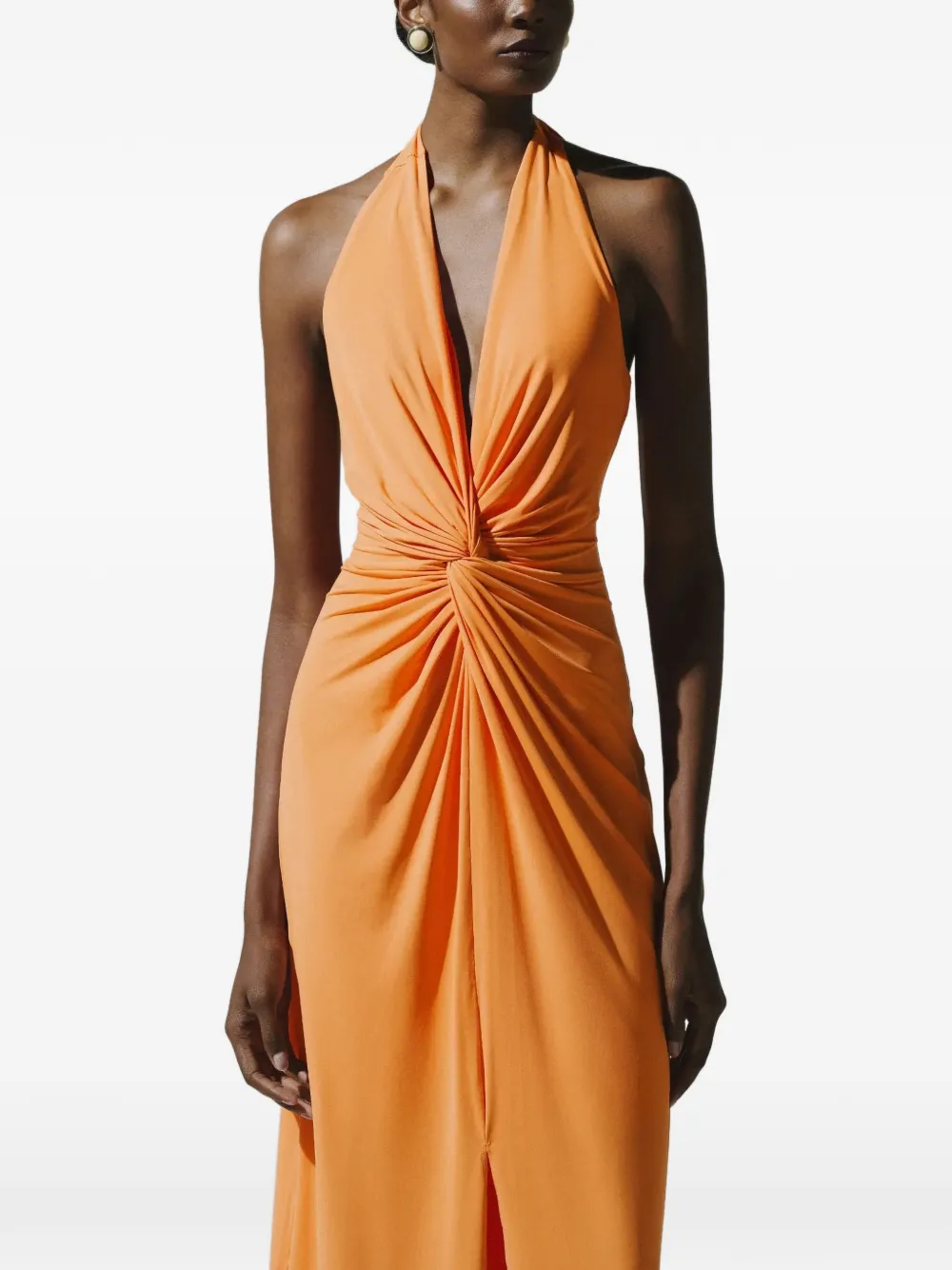 Baobab Eleonora maxi-jurk met ruches en geknoopt detail Oranje
