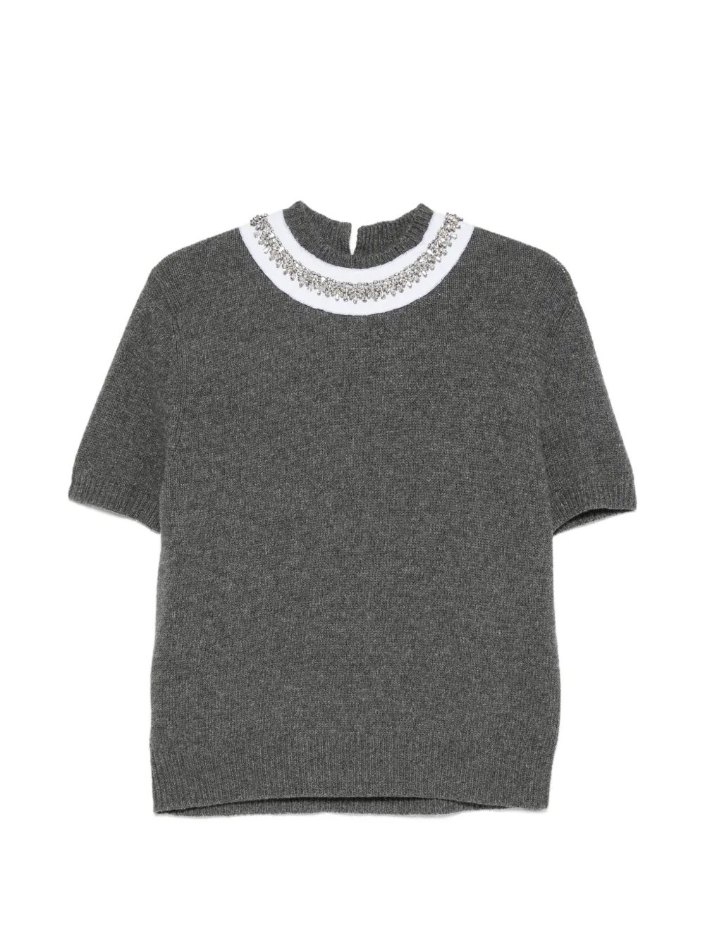 Prada embellished short-sleeve sweater - Grigio