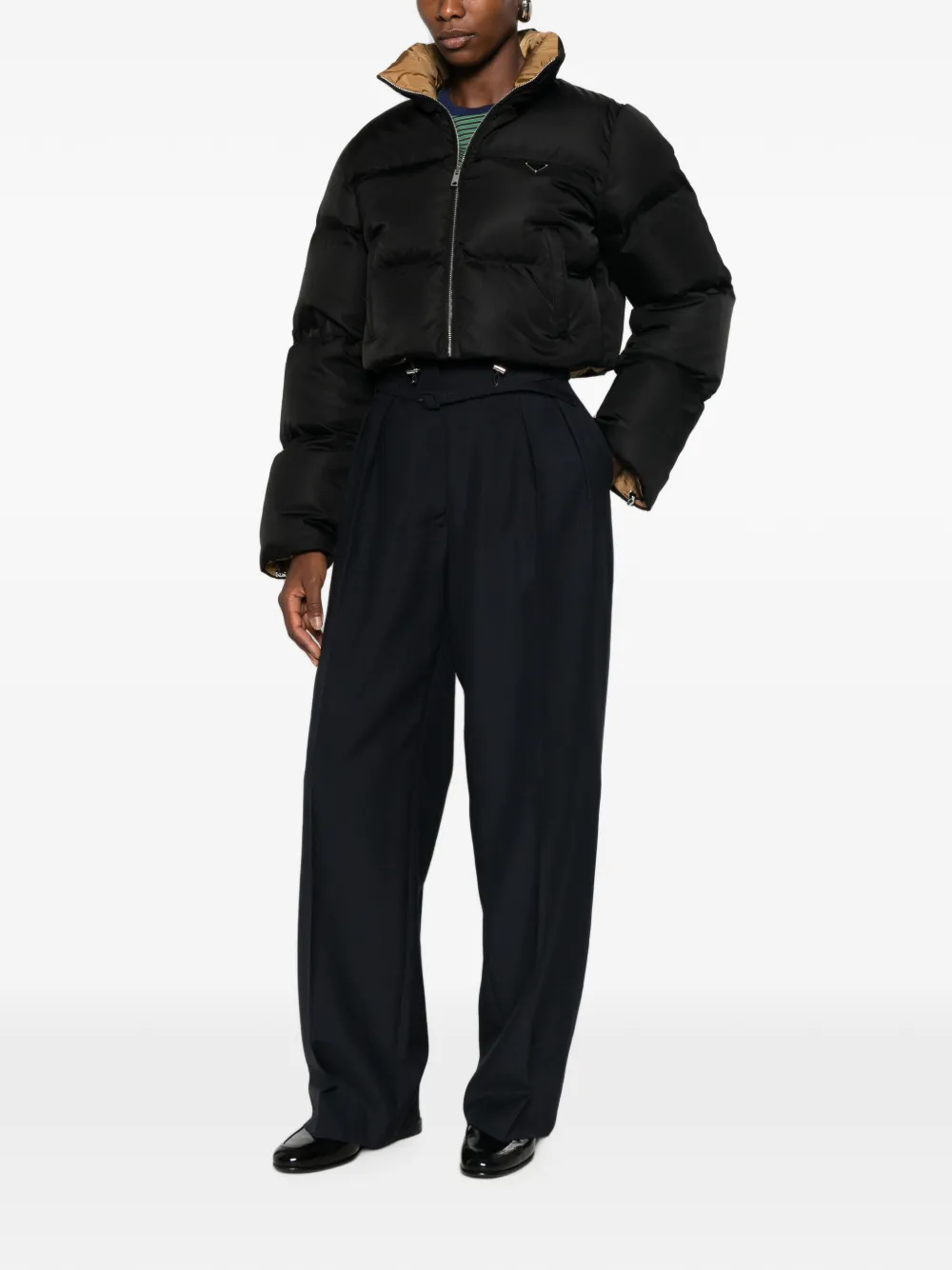 Prada Cropped donsjack Zwart