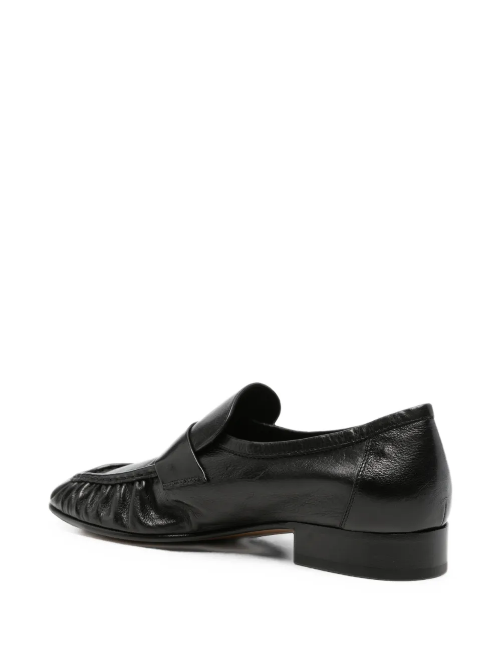 The Row ruched leather loafers Zwart