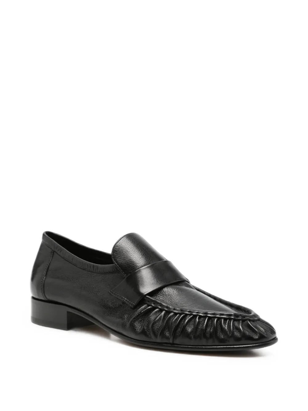 The Row ruched leather loafers Zwart
