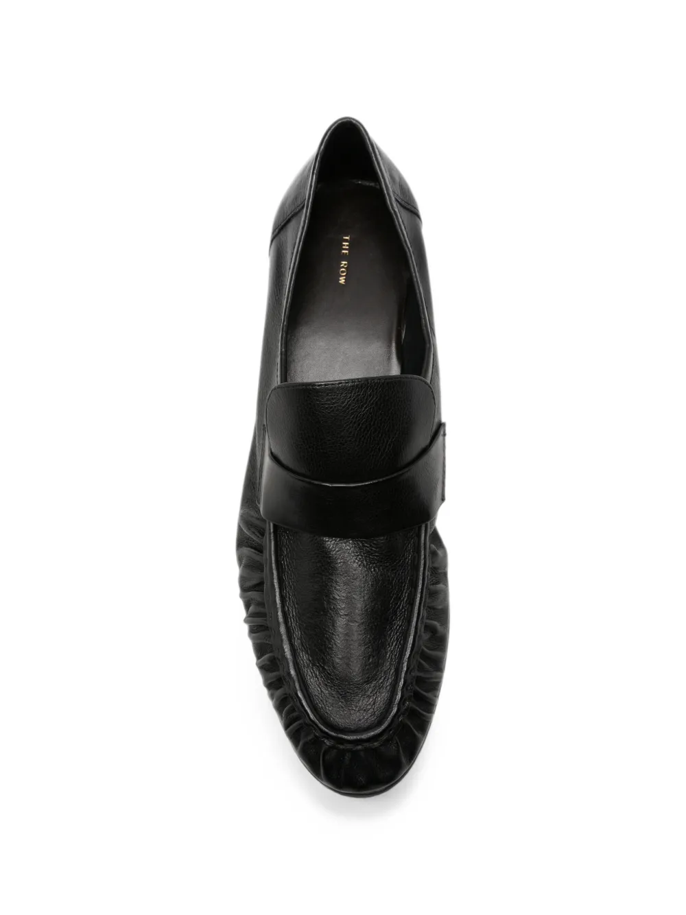 The Row ruched leather loafers Zwart