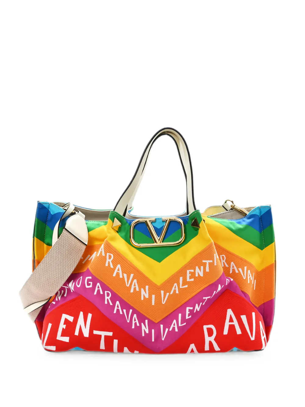 Valentino Garavani VLogo Escape chevron tote bag - Rot