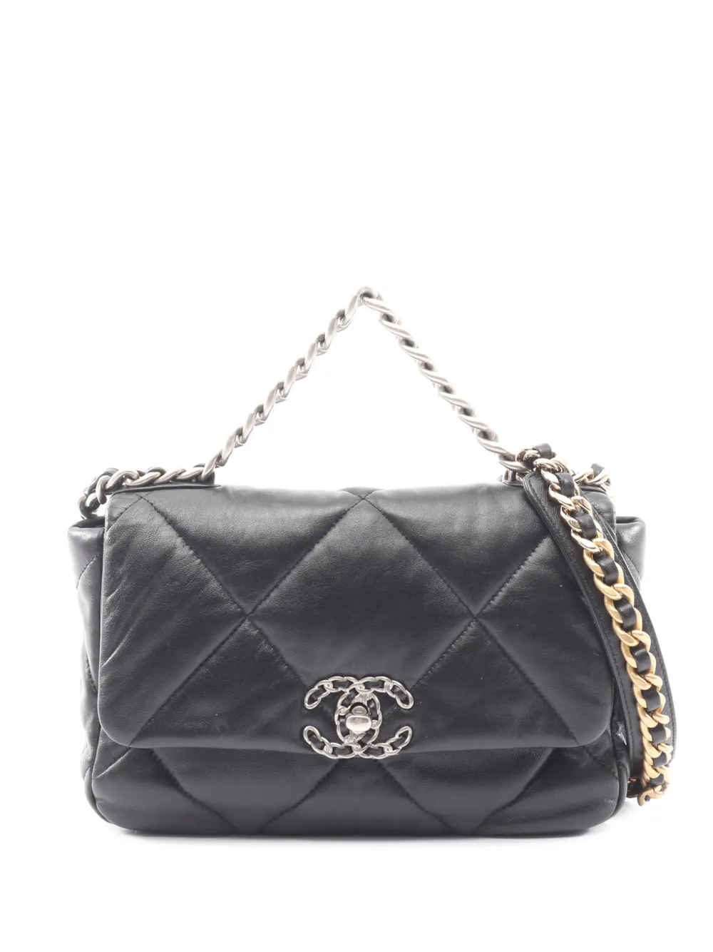 CHANEL Pre-Owned 2021-2026 Medium Lambskin 19 Flap satchel - Black