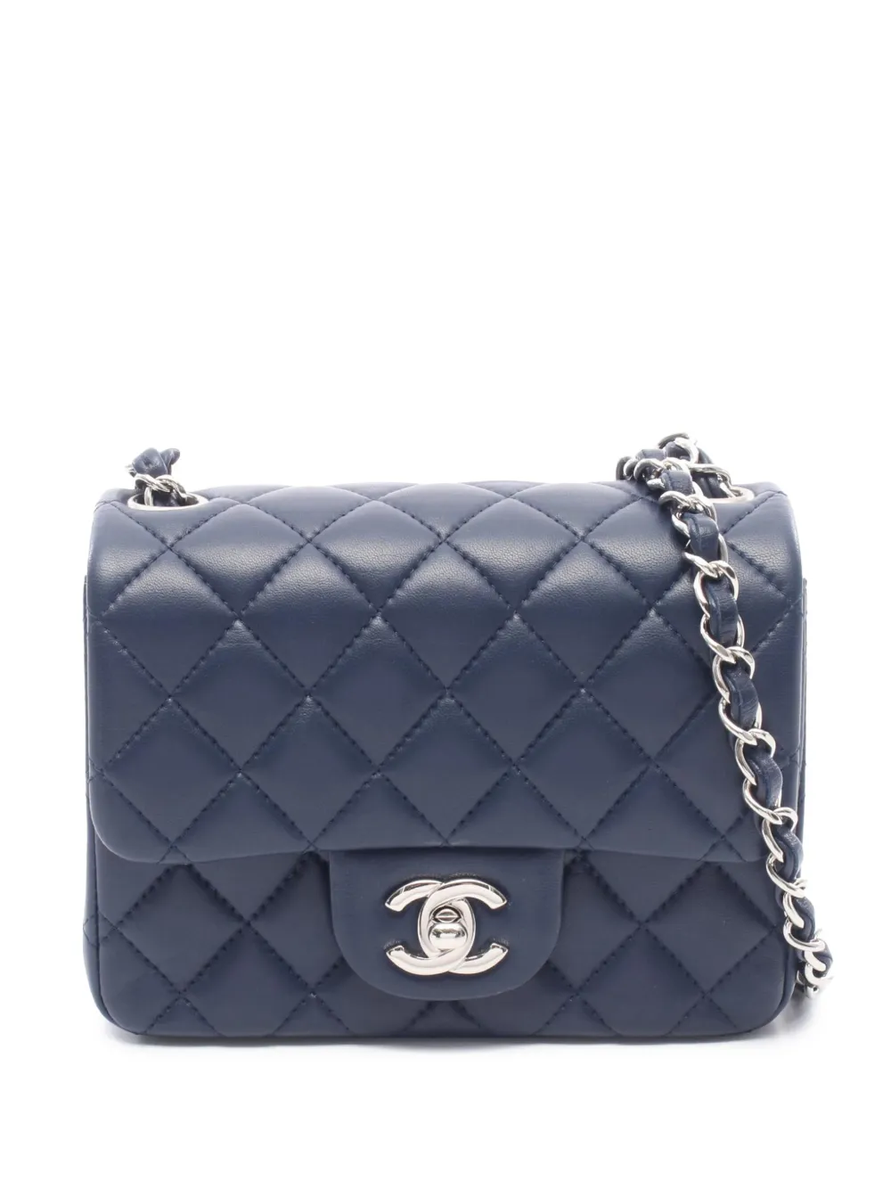 CHANEL Pre-Owned 2019 Mini Square Classic Lambskin Single Flap crossbody bag - Blu