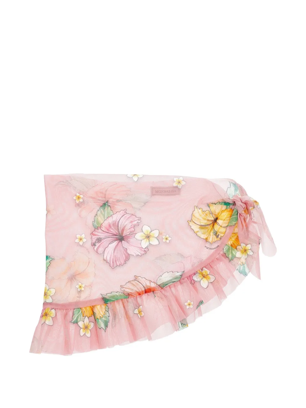 Monnalisa Wikkelrok met bloemenprint en ruches Roze