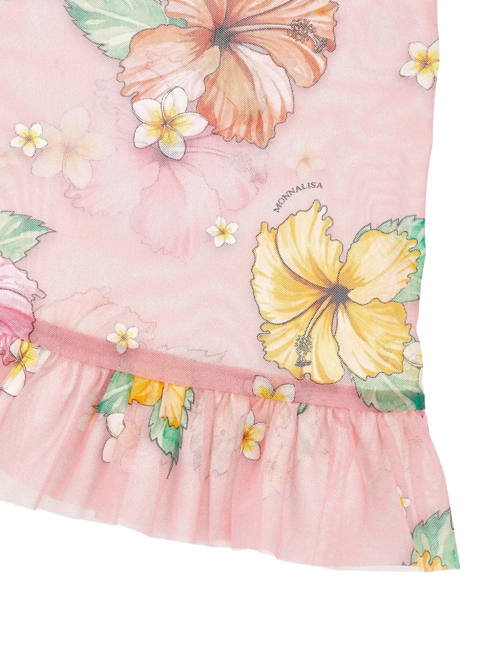 Monnalisa Wikkelrok met bloemenprint en ruches Roze