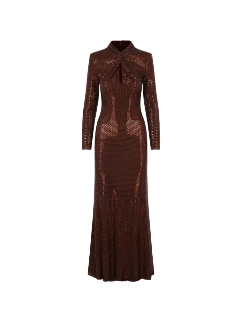Self-Portrait rhinestone-embellished maxi ress