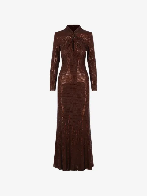 Self-Portrait rhinestone-embellished maxi ress