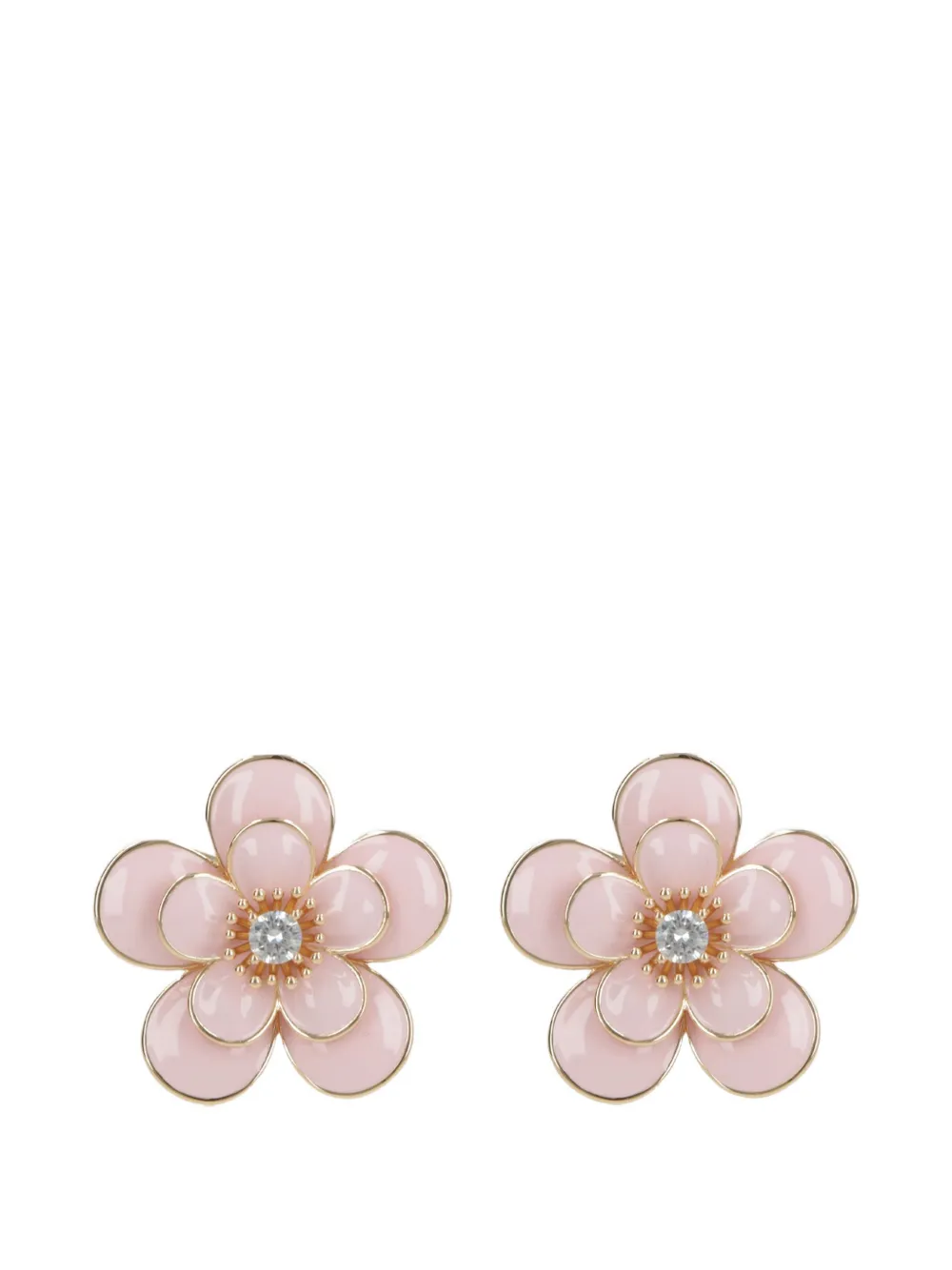 Self-Portrait crystal-embellished floral earrings - Oro