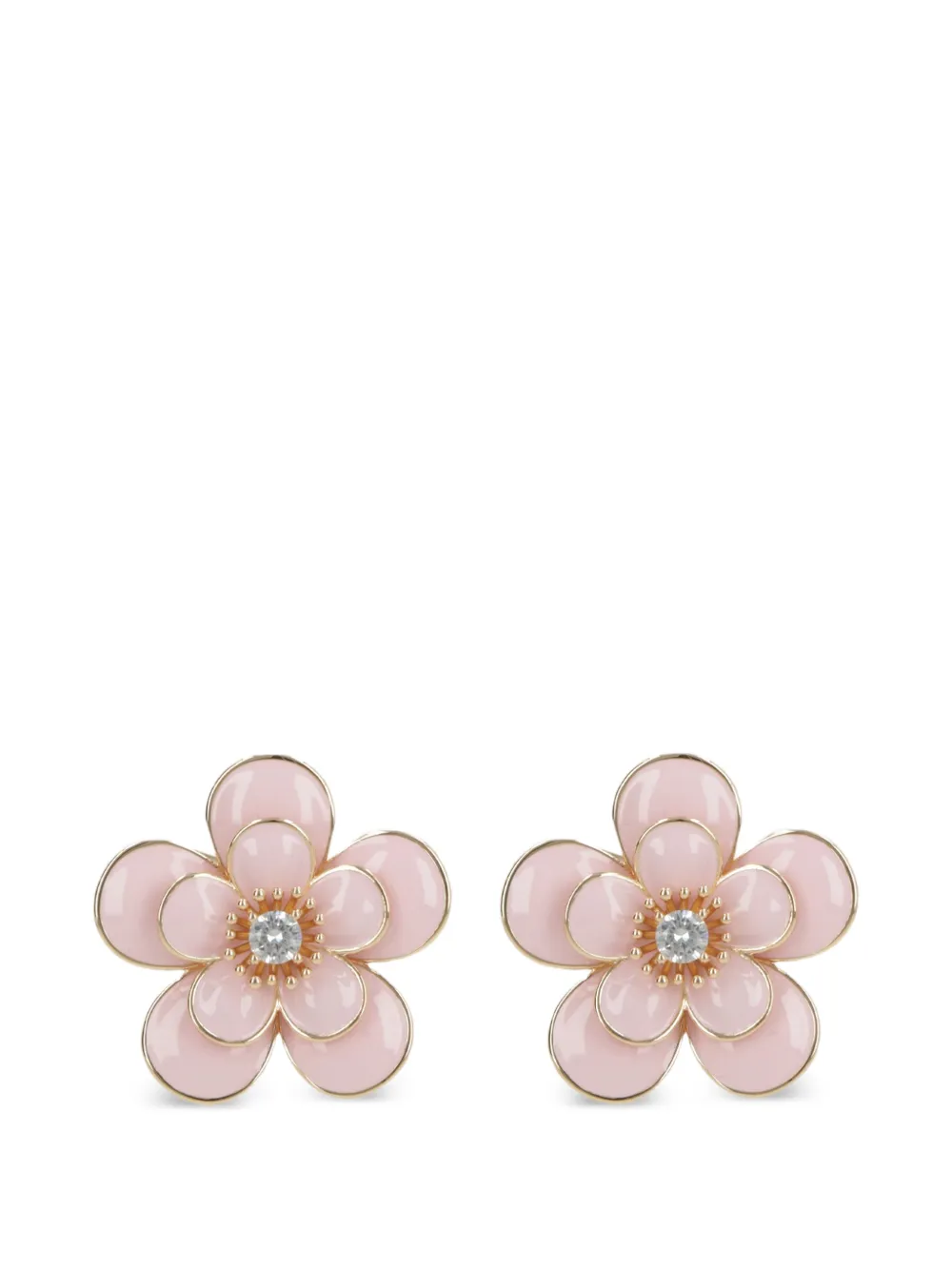 Self-Portrait crystal-embellished floral earrings - Oro