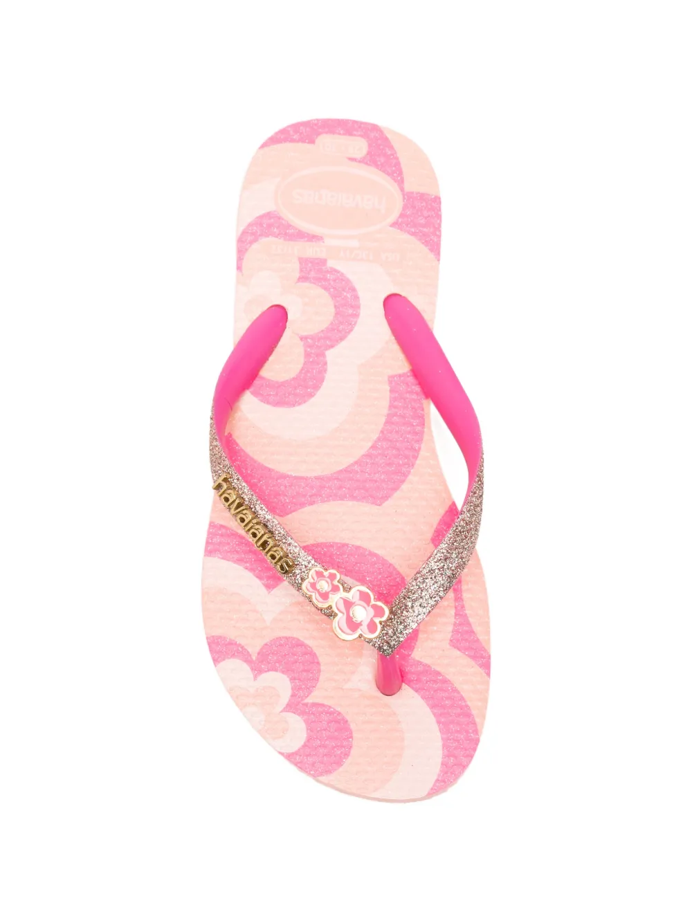 Havaianas Kids glitter-detail floral flip flops Roze
