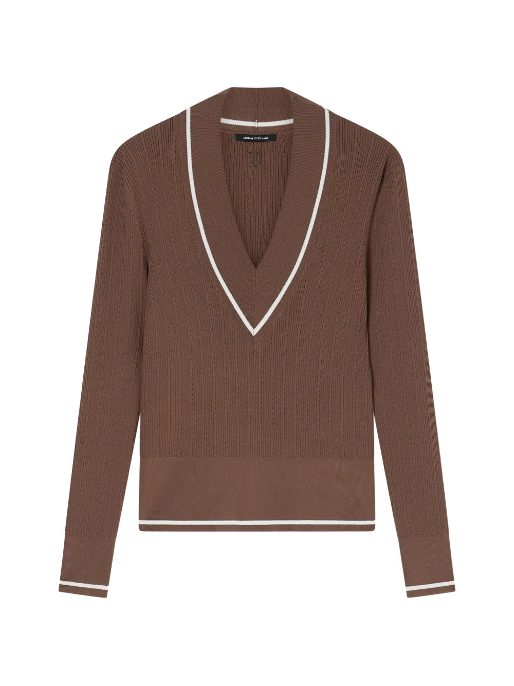 Armani Exchange ribbed-knit V-neck sweater - Braun