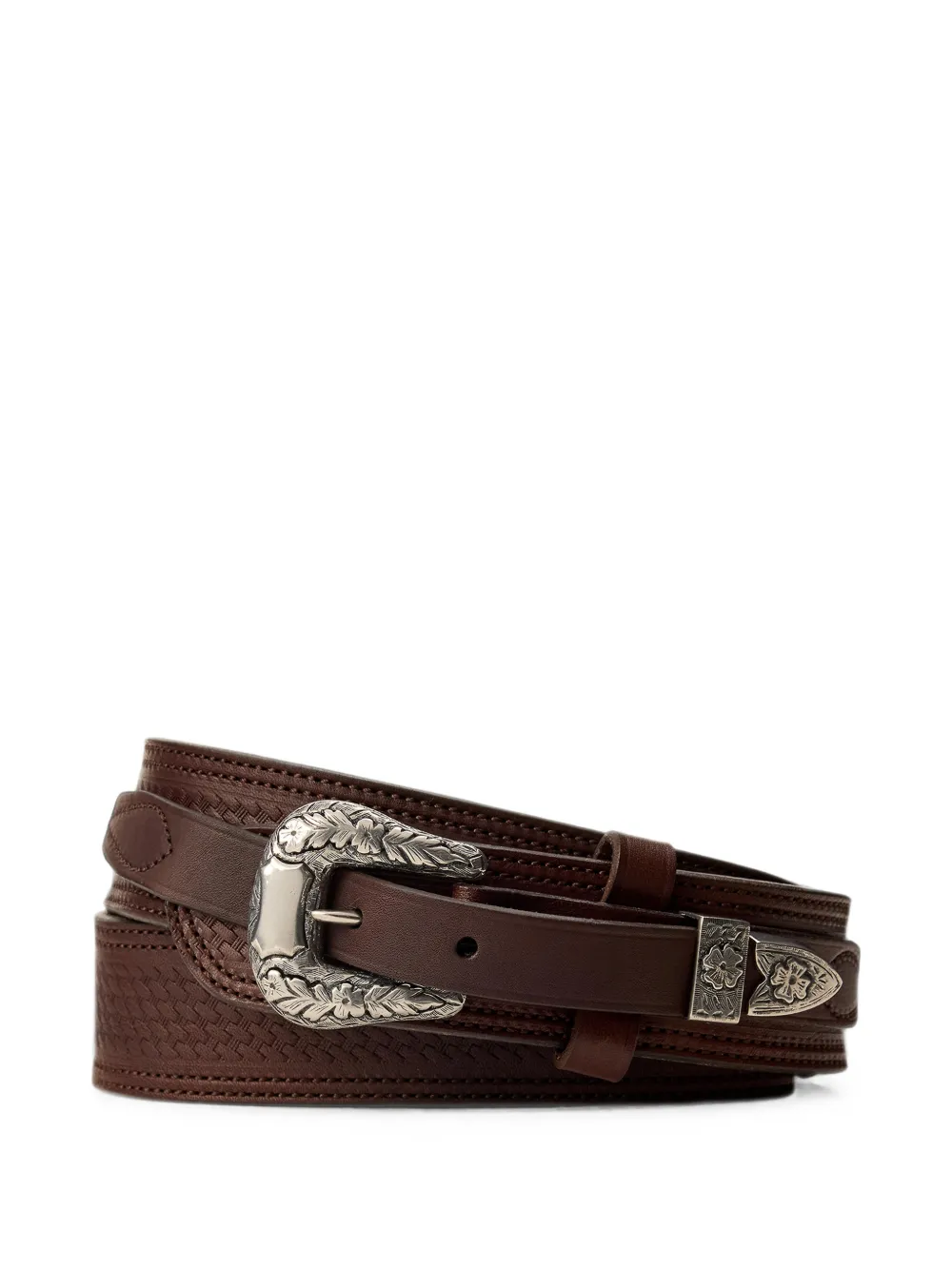 Ralph Lauren Purple Label topstitched leather belt