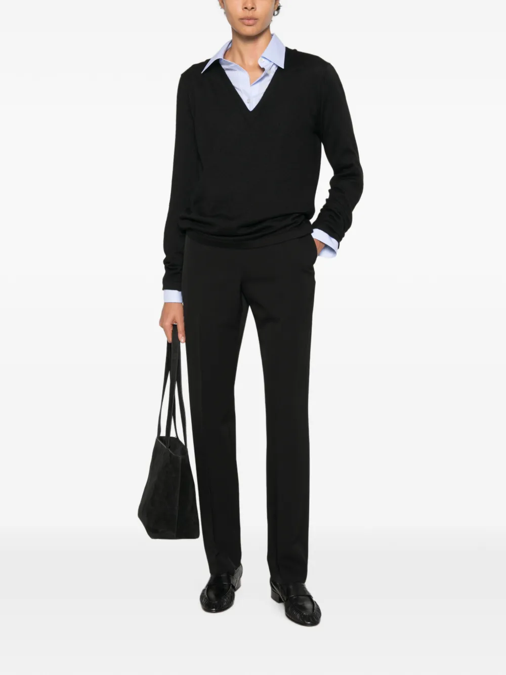 The Row Cyril Front-pleat Trousers in Black, view 2