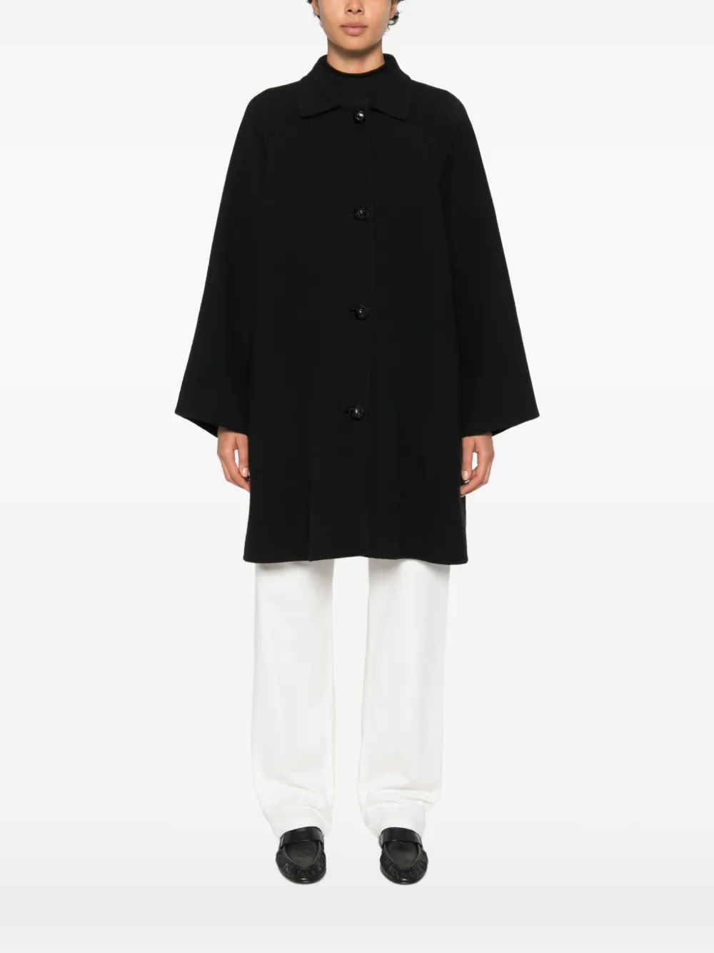 The Row Ina Button-up Coat in Black, view 3