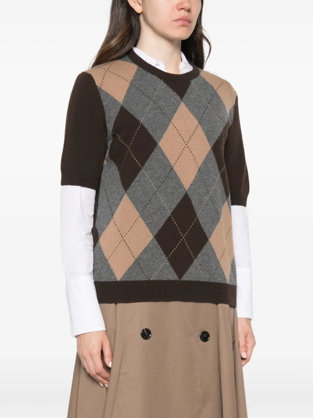 Prada Gebreide trui met argyle-ruit Bruin