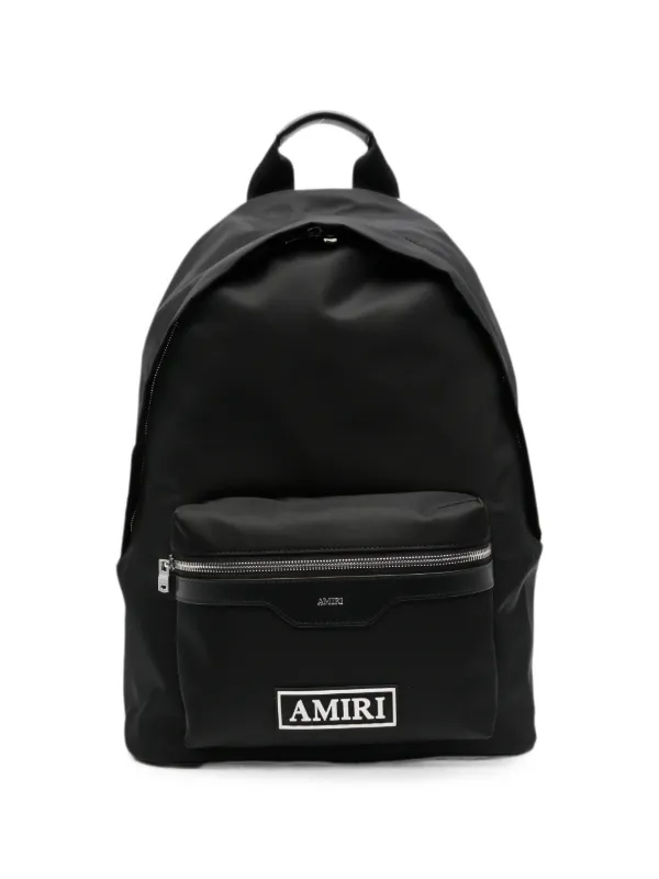amiri leather backpack Brown Cream Canvas Bag characterized by the front zip pocket with maxi contrasting logo print and nappa leather detail with silver Men's MX1 Padding Nylon &