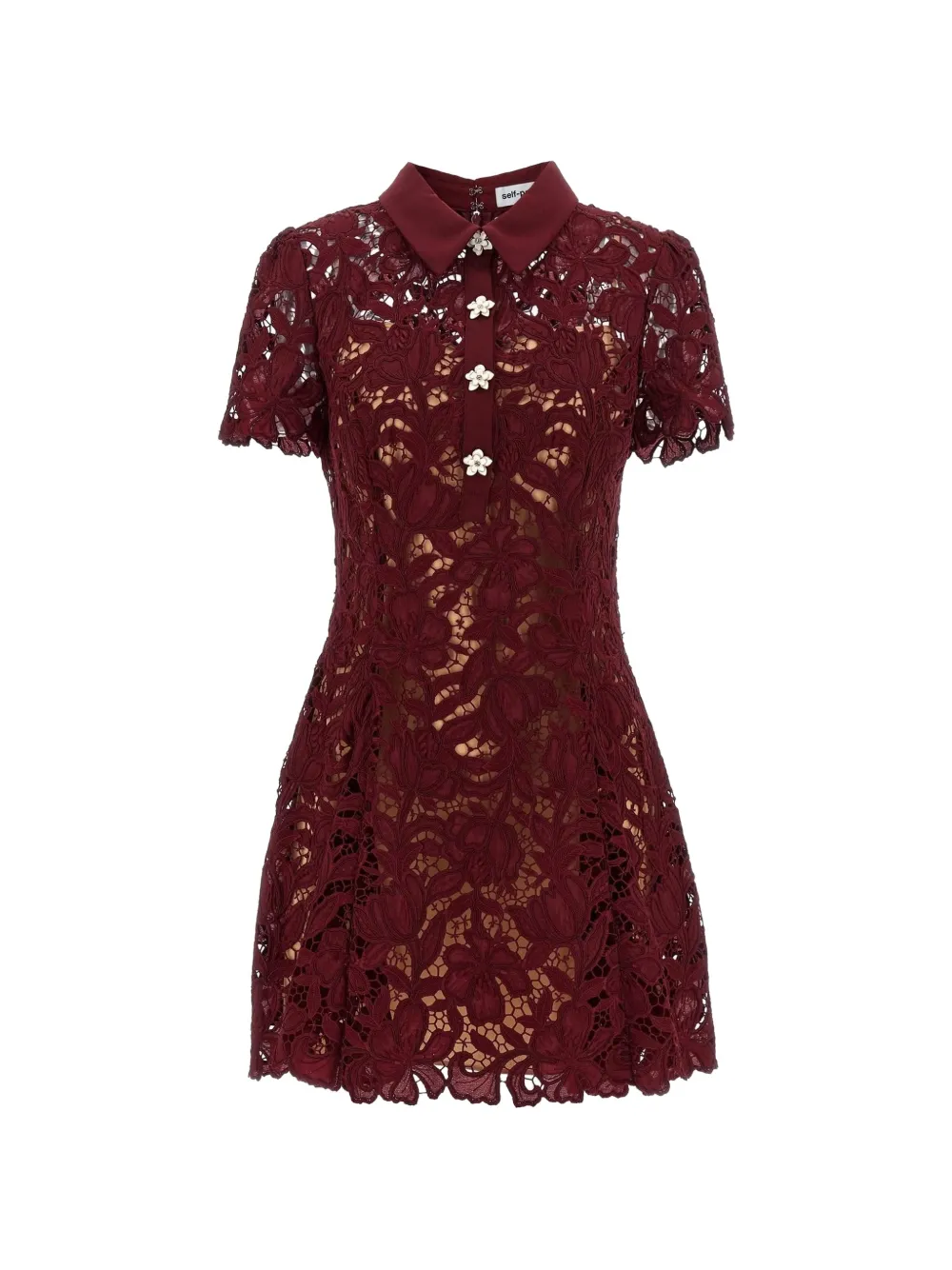 Self-Portrait floral-embellished mini dress - Rosso