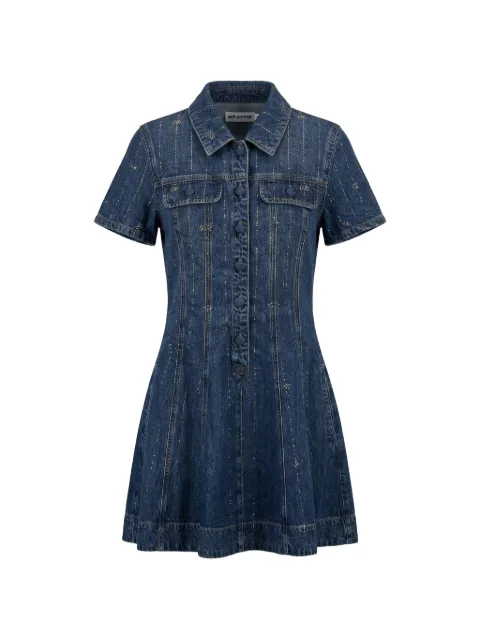 Self-Portrait embellished denim mini dress