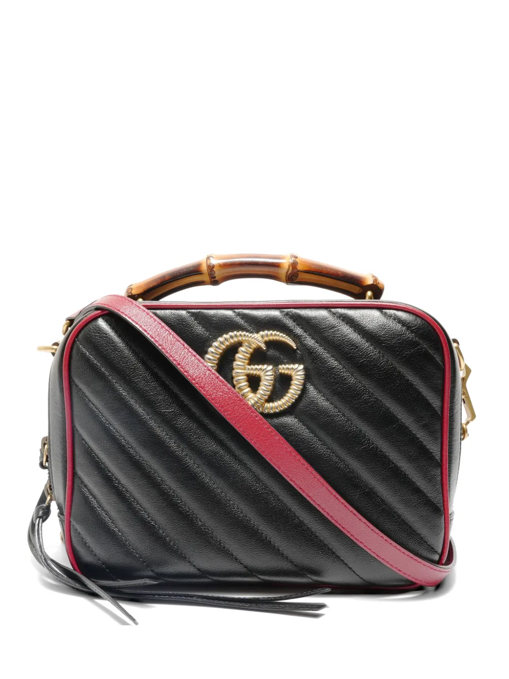 Pre-owned Gucci 2019-2020 Gg Marmont Bamboo Shoulder Bag In Black