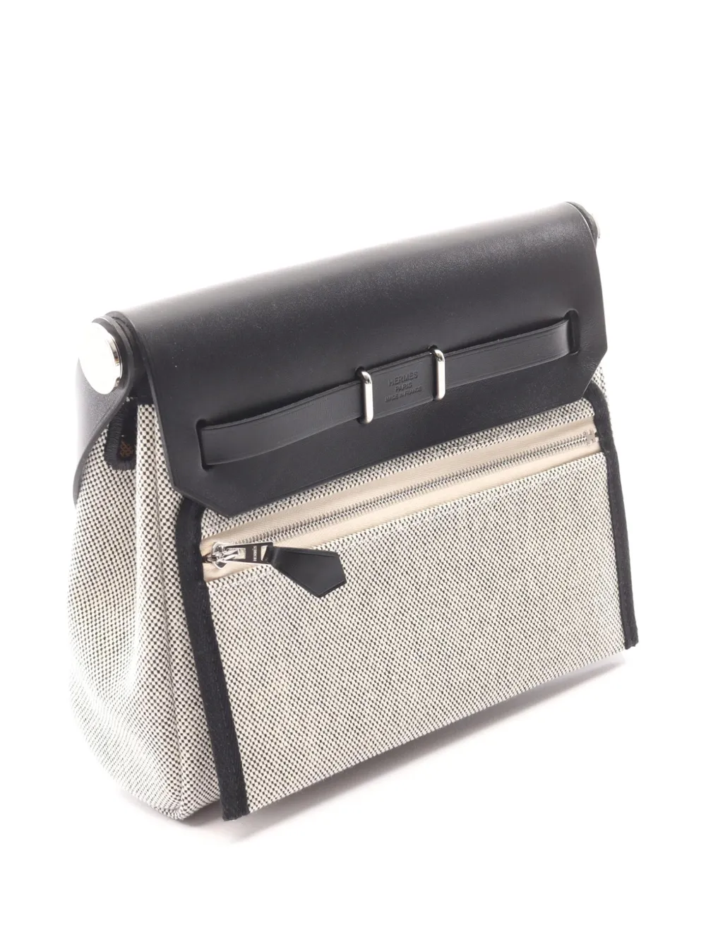  Hermès Pre-owned Borsa A Tracolla Military Herbag 20 In Tela Toile E Pelle Vache Hunter 2025 - Grigio 